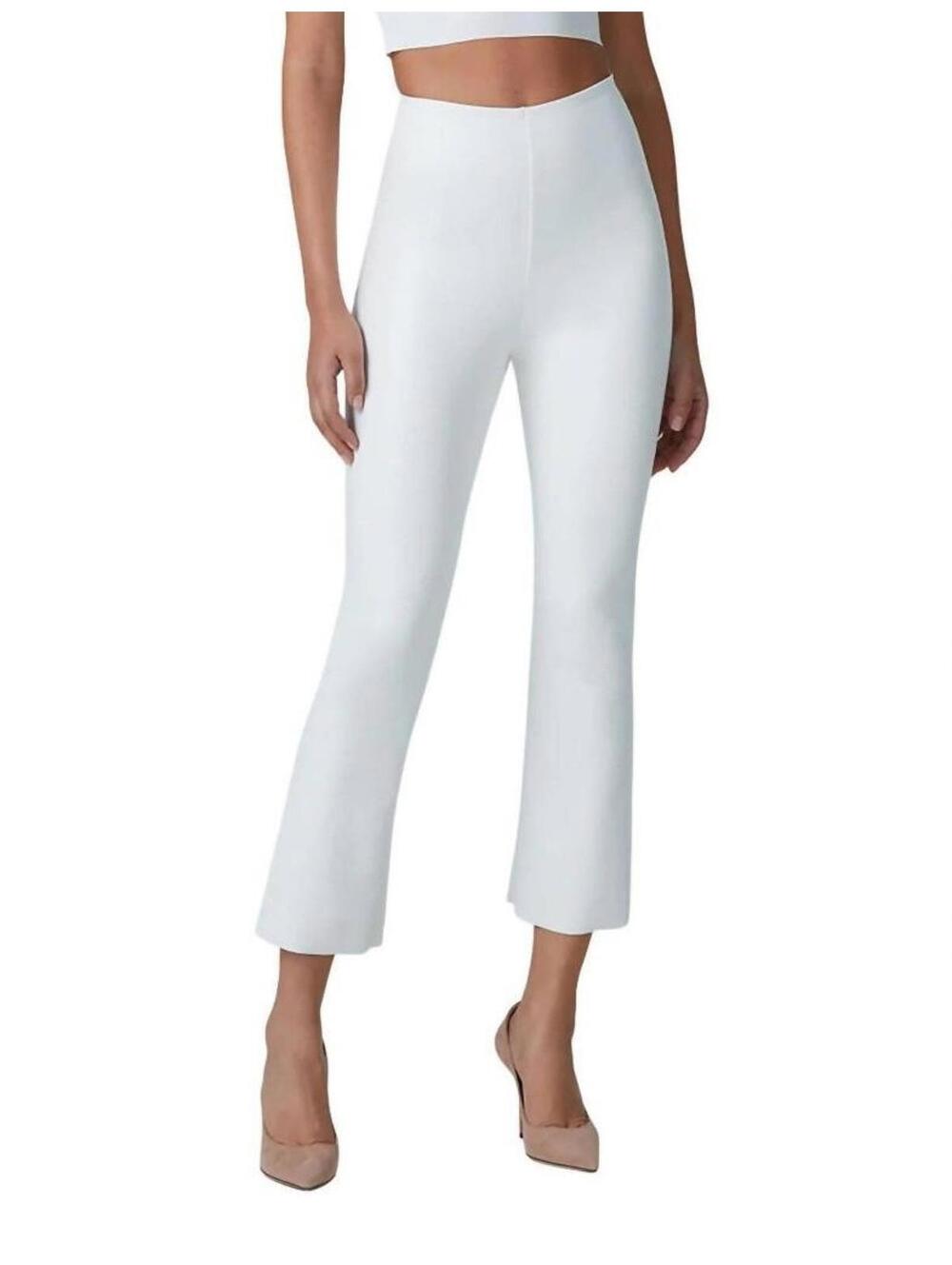 NEW! $148 COMMANDO PERFECT CONTROL FAUX LEATHER CROP FLARE LEGGINGS WHITE  M